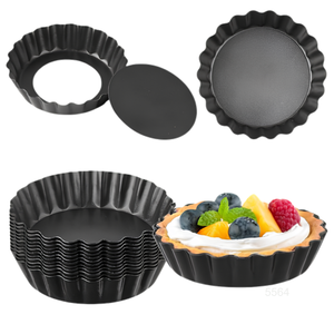 Molde para Tartas Acanalado Profundo de 6 Pulgadas de Diámetro y 1.6 Pulgadas de Profundidad, con Fondo Desmontable, Mini Moldes Negros para Tartas con Bordes Acanalados, Herramienta para Hornear Postres - Product Image 3