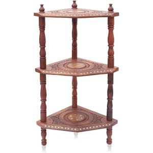 Elegant Sheesham Wood Corner <b>Shelf</b> with Carvings - Wholesale B2B - Product Image 1