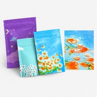 Pochette plate à fermeture éclair métallisée imprimée sur mesure, scellée sur trois côtés, pour l'emballage en vrac de guimauves, bonbons gélifiés et confiseries molles