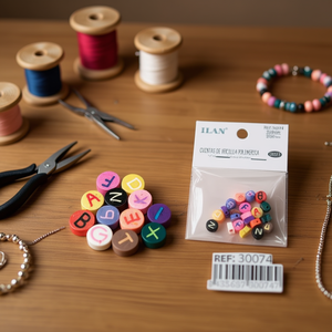 Perline in Argilla Polimerica Ilan 5x9mm con Lettere per Creazione di Gioielli e Artigianato - Product Image 2