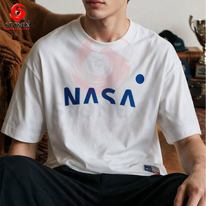 เสื้อยืดคอตตอนสีเขียวมิ้นท์ทรงโอเวอร์ไซส์สำหรับผู้ชาย พิมพ์ลายโลโก้ด้านหน้า คุณภาพสูง - Product Image 5