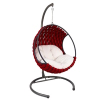 Fauteuil suspendu en macramé épais en forme d'œuf avec support métallique, pour extérieur et intérieur d'hôtel moderne, en bois de style Apple