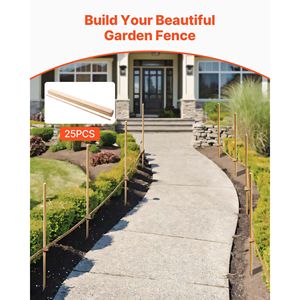 25 Pezzi 48x0.5x0.69 Picchetti da Giardino in Legno di Abete con Punta Affilata, Pali per Rilevamento e Livellamento, Supporto per Piante, Segnaposto da Giardino - Product Image 2