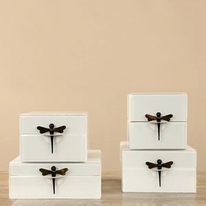 Luxury Ivory Color Mirror <b>Glass</b> Decorative Storage Box Key <b>Knob</b> Premium Jewelry Vanity Organizer Boxes Home Decor Lacquer - Product Image 1
