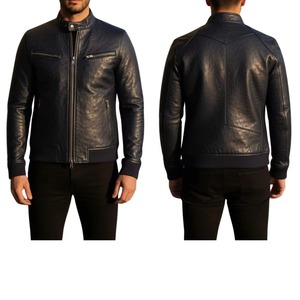 Veste en cuir véritable sur mesure pour homme, motif embossé d'autruche, luxe, mode, service d'échantillons OEM ODM disponible - Product Image 5
