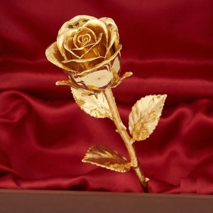 Rose véritable plaquée or 24 carats, fleur éternelle artisanale avec certificat et coffret cadeau, cadeau romantique pour elle pour un anniversaire. - Product Image 3