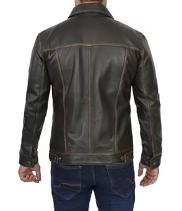 Chaqueta de Cuero PU Vintage para Hombre, Corte Ajustado, Cierre Completo, 2026 - Product Image 2