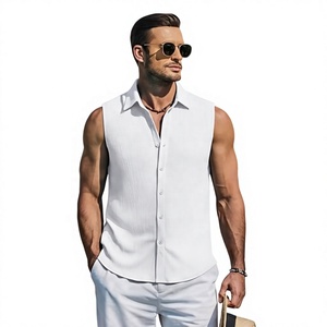 Camiseta sin Mangas para Hombre Ever Glow, Blanca, con Botones, Cuello Redondo, Color Sólido, Informal, de Punto, Algodón Transpirable, Ecológica, de Secado Rápido - Product Image 1