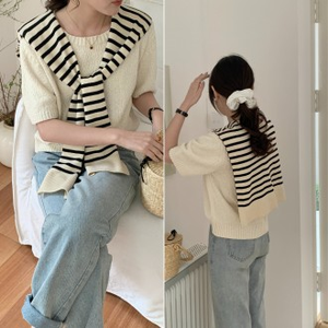 Marmitta Cardigan a strati con mantello a scialle dal Design semplice da donna con copertura per le spalle - Product Image 1