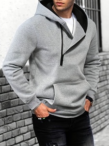 Sudadera con capucha para hombre, diseño urbano, doble cremallera, forro polar, tejido holgado, chaqueta corta de invierno - Product Image 3