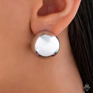 PRAO Oversize CCB Boucles d'oreilles sphère en argent Simplicité audacieuse Bijoux de mode - Product Image 3