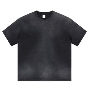 T-shirts surdimensionnés pour hommes, ajustés aux épaules tombantes, à la mode pour l'été, de grande taille, délavés de base - Product Image 1