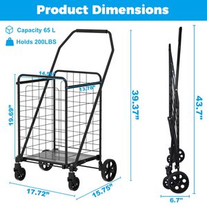 Carrello Pieghevole per la Spesa con Ruote Girevoli a 360 Gradi, Carrello Portaoggetti con Ruote Rotanti a 360 Gradi, Carrello Girevole - Product Image 2