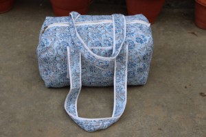 Handmade Quilted Cotton Luxury Sport Weekender Duffle Bag Large Capacity Durable Floral Block Print - Product Image 4