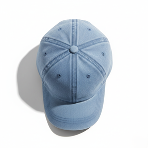 Gorra de béisbol deportiva de mezclilla azul claro lavada personalizada con diseño de 6 paneles ajustable de tela común y correa de hebilla metálica, estilo camionero - Product Image 4