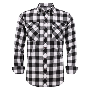 Chemise en flanelle à carreaux à manches longues pour homme, boutonnée, décontractée, 100% coton, respirante, pour l'automne - Product Image 1