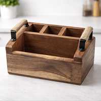 Boîte de rangement pour couverts en bois faits à la main, écologiques et durables, pour la cuisine, la salle à manger et les restaurants, disponible à la vente