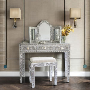 Mesa de consola hecha a mano para sala de estar, detalle de incrustaciones de hueso de diseñador, la artesanía atemporal cumple con la simplicidad moderna para hoteles - Product Image 3