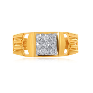 Anillo de Diamantes Cuadrado para Hombre en Oro Amarillo de 18K con Diseño de Hombro de Corte Abierto, Anillo de Boda de Lujo, Regalo de Aniversario - Product Image 3