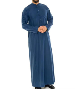 High Quality Casual <b>Men</b> Jubba <b>Thobe</b> Set Floor Length Long Sleeve V Neck Loose Fit Polyester Breathable Embroidery Muslim Arabian - Product Image 6