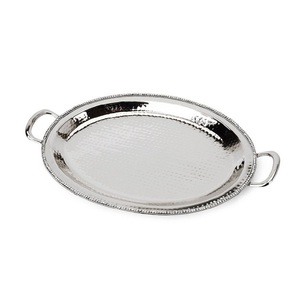 Plateau de service élégant en métal avec poignées pratiques pour servir du thé, du café, des aliments, des collations, des desserts et des repas de fête - Product Image 2