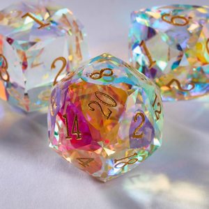 Juego de Dados de Cristal Poliédrico Personalizado, Grabado, Corte Diamante, Azul, Hecho a Mano, de Lujo, para Juegos de Rol de Mesa, 7 Piezas - Product Image 5