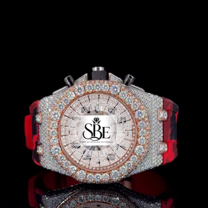 Reloj de Diamantes Moderno de Primera Calidad, Totalmente Cubierto de Diamantes, con Esfera Dorada, para Uso Corporativo y Nocturno, Disponible a Precio de Fábrica - Product Image 1
