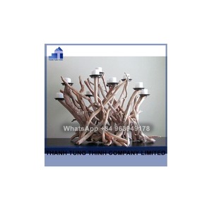 Candelabro de Madera Natural Hecho a Mano en Vietnam, Portavelas para 4 Velas, Decoración Rústica para el Hogar - Product Image 5