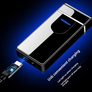 Dericsson Classic Men's USB Design Custom Logo Option Charging <b>Rechargeable</b> Double Portable Arc Windproof Cigarette Lighter - Product Image 1