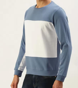 Men's Casual Pullover Crew Neck Fleece Winter Color Block Custom Logo 100% Cotton Breathable Quick Dry Latest <b>Design</b> Sweatshirt - Product Image 5