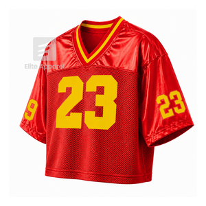 Maßgeschneidertes NSPDK Sorority V-Ausschnitt T-Shirt, einfarbig, Kurzarm, Rot & Gold, Casual-Stil für Damen, Polyester-Mesh - Product Image 2