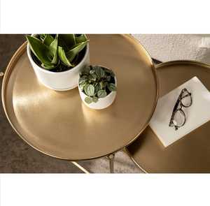Juego de Mesa de Centro Redonda Moderna con Tapa de Vidrio, Muebles para Sala de Estar - Product Image 5