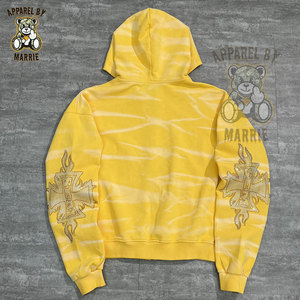 Sudadera con capucha de mezcla de algodón personalizada con pedrería y cremallera para hombre, corte regular, servicio OEM, peso medio, estilo urbano moderno, sudadera de invierno para hombre - Product Image 2