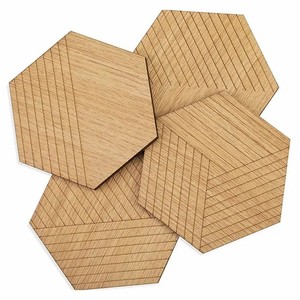 Ensemble de sous-verres en bois faits à la main |   Design en incrustation de chevrons |   Vente en gros de décoration intérieure - Product Image 3