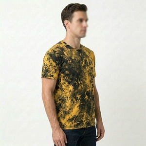 T-shirt streetwear premium délavé à l'acide avec effet marbré jaune vintage - Product Image 2