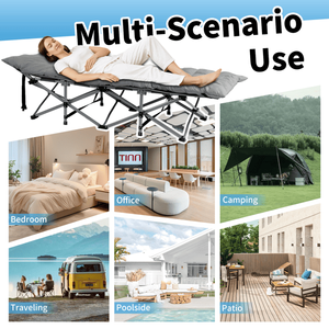 Lettino Pieghevole Portatile Grigio con Materasso Morbido per Campeggio, Casa, Ufficio, Pisolino, Spiaggia, Viaggi, Lettino per Adulti - Product Image 6