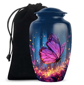 Urna funeraria de aluminio hecha a mano con diseño de mariposa y flor, 10.23 pulgadas, urna conmemorativa para cenizas de adultos, hombres y mujeres. - Product Image 5