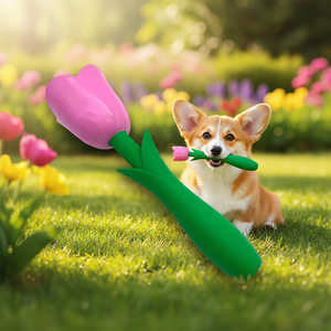 Nuovi Prodotti per Animali Domestici: Giocattolo da Masticare Ecologico e Non Tossico a Forma di Tulipano e Rosa in Lattice per San Valentino - Product Image 1