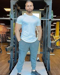Men's <b>White</b> Cotton Short Sleeve T-Shirt Slim Fit O-Neck Casual <b>Plain</b> Jersey <b>Tee</b> Breathable Regular Length - Product Image 5