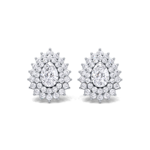 IGI Certified Lab Grown Diamond Pear Cut Double Halo Stud <b>Earrings</b> 14K Yellow / White / Rose Gold Teardrop Diamond <b>Earrings</b> - Product Image 4