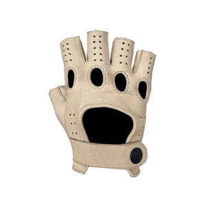 Breathable <b>Touch</b> <b>Screen</b> Thermal Half Finger <b>Gloves</b> Made Premium Quality PU Leather <b>for</b> Bikers Weight Lifting Unique White Color - Product Image 2