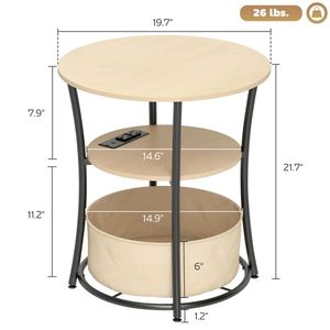 Natural Wood Round Edge <b>Sofa</b> <b>Table</b> with Storage Rack Elegant Coffee <b>Table</b> - Product Image 6