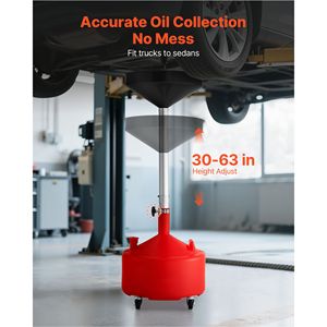 Serbatoio di scarico olio esausto regolabile da 8 galloni con ruote portatili, serbatoio industriale per lo scarico di fluidi per riparazioni auto con altezza imbuto regolabile - Product Image 2