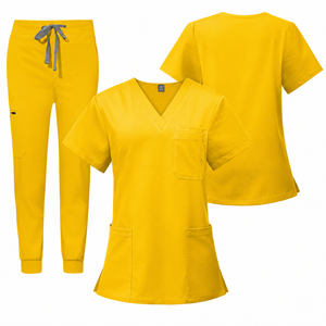 Standard US <b>Size</b> Purple Double Pockets Hospital Nurse Doctor <b>Scrubs</b> Uniform Sets Polyester Rayon Spandex Clinic Medical Uniforms - Product Image 2