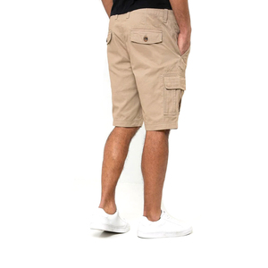 Shorts cargo kaki pour hommes, taille mi-haute, fermeture boutonnée, vêtements décontractés avec poches latérales, tissu en coton respirant - Product Image 3