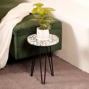 Jardinière artisanale en bois incrusté de nacre avec support métallique de luxe pour plantes d'intérieur - Product Image 5