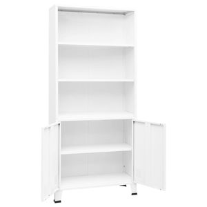 Bibliothèque industrielle en acier blanc 31.5 "x 12.6" x 70.9 "Bibliothèques et étagères - Product Image 5