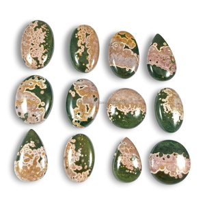 Lot en gros de cabochons de jaspe océanique naturel de haute qualité, pierres précieuses de quartz en vrac pour la fabrication de bijoux, formes variées - Product Image 6