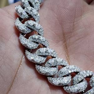 12 MM 925 Sterling <b>Silver</b> VVS Moissanite Round Brilliant Cut Claw Setting Cuban Link Chain <b>Bracelet</b> Iced Jewelry <b>Men</b> Women - Product Image 2