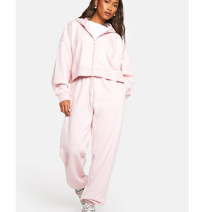 Conjunto de Chándal Ligero de Algodón con Capucha y Cremallera para Mujer, Estilo Urbano, Venta al por Mayor de Fábrica, 2 Piezas - Product Image 3